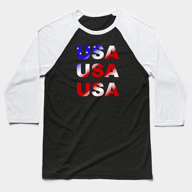 USA, USA Flag, Patriotic, Patriot, Proudly American Baseball T-Shirt by KZK101